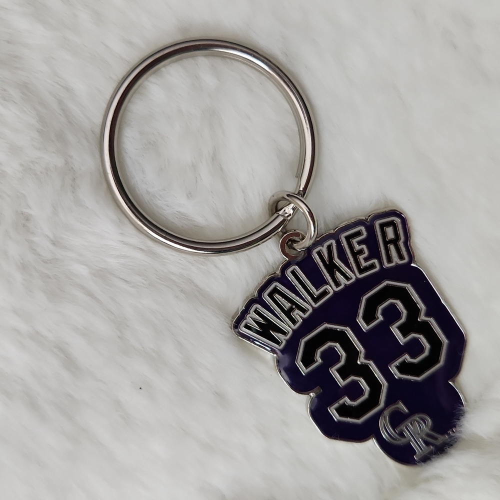 Purple and Silver Colorado Rockies Keychain with Number 33 Larry Walker